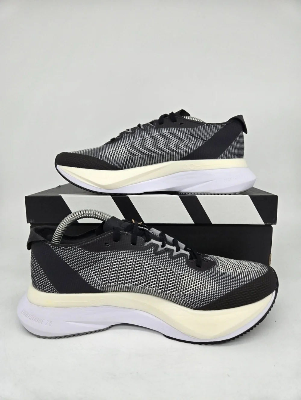 adidas Women's Adizero Boston 12 Core Black Cloud White Running Shoes Size 7.5